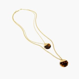 New J.CREW Layered Tortoise Disc Necklace